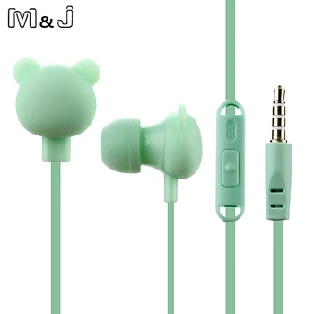M & J Crtani Slatka Slušalice 3,5 mm U Uho žičane headset Slušalice S Mikrofonom za Daljinsko Medvjed Za iPhone Samsung xiaomi Za Djecu Poklon