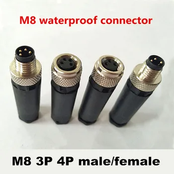M8 3-pinski 4-pinski priključak osjetnika vodootporan nožica za muškarce i žene vijčani kvačilo 3 4 Pin
