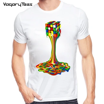 Majice sa geometrijskim кубом, Men ' s Creative Moda majica s Magično кубом, Majice, Duge Apstrakcija, rastopljeni čarobna kocka, t-shirt s выродком