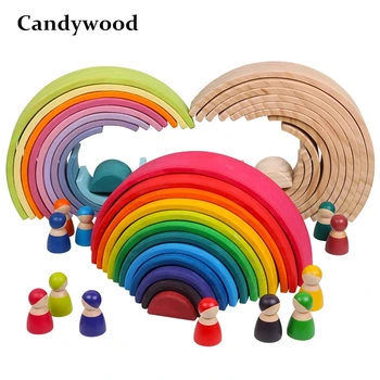 Montessori Edukativne Drvene Igračke Rainbow Slagač Dječji Igre Skup Igračke U Stilu Walldorfa Šarene Cigle Predškolskom Igračke Montessori