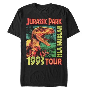 Muški izlet Parka jurske Isla Нублар 1993 godine sa majicom Velociraptor