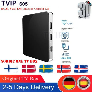 Najnoviji Tvip 605 nordic one Linux i Android dual OS 4K IP-TV Box Quad-core 2,4 G/5G WiFi TVIP605 Nordic media player pojedinca ili kućanstva