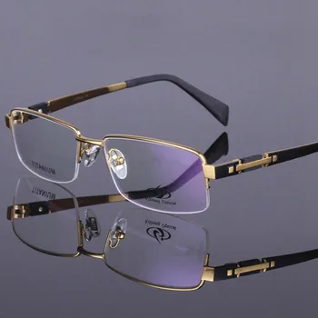 Nove Muške Elegantne Naočale Od Čistog Titana s Pola Okvir, Modne Muške Naočale, Kvalitetna Klasična Optička Okvira za muškarce