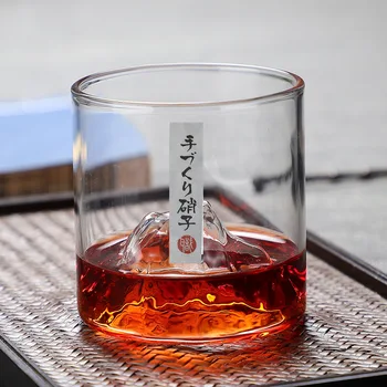 Novi japanski stil viski staklena čajna šalica planinski kup bistra otporna staklena čajna šalica čaša za crveno vino