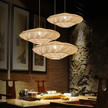 Novi NLO Nijanse Ratana Lampa Kreativni Kineski Stil Viseće Svjetiljke Ovjes Blagovaonica Restoran Svjetla E27 Led Viseći Svijećnjak