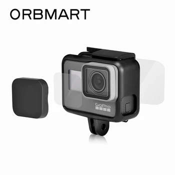 ORBMART Ultra-Prozirna zaštitna folija Za objektiv od kaljenog stakla + Zaštitna folija Za ekran + Tvrd Poklopac Objektiva Za GoPro Hero 5 6 7 Crna Gopro5