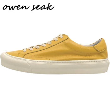 Owen Seak/ Men ' s Casual Cipele; Luksuzne Cipele Od Prave Kože čipka-up; Proljetne Cipele; Marke Bijele Cipele na ravnim cipelama