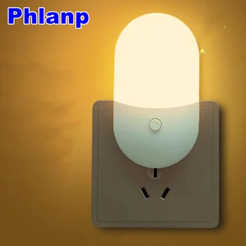 Phlanp uštedu energije noćno svjetlo, Zalijepljena led Lampa Za napajanje, Svjetiljka Za unutarnju Rasvjetu, Noćni Noćni lampe za spavaće sobe, dvije boje Lampa SAD/EU