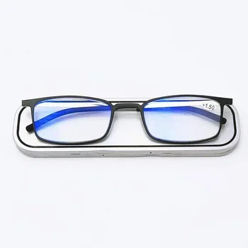 Prostor aluminijske Naočale Za čitanje sa zaštitom Od plavog zračenja, Muške I Ženske ultra-tanki Prijenosni Naočale Za Dalekovidnost TR90 s Magnetskim kućištem + 1,50