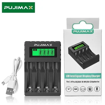 PUJIMAX Smart 4 Utora AA AAA Punjač Аккумуляторное Punjač 1,2 Punjač Za Punjenje Baterije S LCD zaslonom