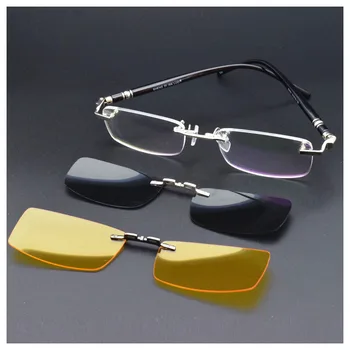 Rimless Naočale Male Optičke Žute Naočale naočale za noćni vid Magnetska Polarizirane Sunčane Naočale Isječak UV400 Naočale