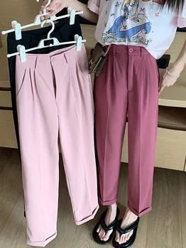 S-XL 3 boje odijelo u korejskom stilu, ravne hlače, ženske Ljetnim 2022, Ljetni ravne duge hlače s visokim strukom, ženske (77078)