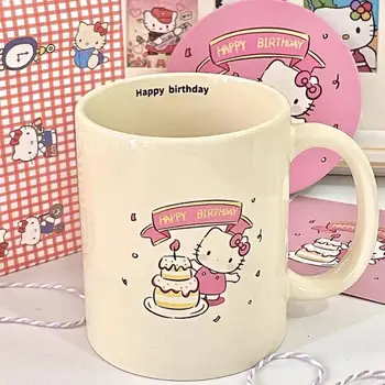 Sanrio Hello Kitty Medo Kawai Crtani Slatka Torta stakleno Keramička Šolja sa Ručkom Bubalo Anime Pliš Igračke za Djevojčice, Dječje Igračke Poklon Za Rođendan