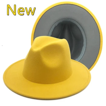Sivo-žuta фетровая šešir 2022 novu boju podesiva unisex šešir фетровая šešir фетровая šešir cijena aktivnosti šešir jazz zimsku kapu, šešir muška