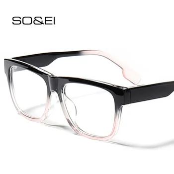 SO & EI Vintage Naočale Ivicom, Ženski Modni Trg Prozirne Naočale s anti-Blu-Ray Leće, Gospodo Optički crnci ružičaste naočale u Okvir za računala