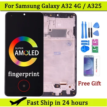 Super AMOLED Za Samsung Galaxy A32 4G LCD Za Samsung A325 A325F SM-A325F/DS LCD zaslon Okvir zaslon Osjetljiv na Dodir Digitalizator A325 LCD zaslon