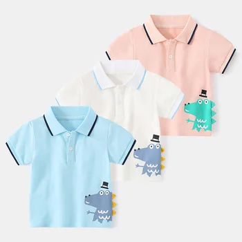 T-shirt i polo majice za dječaka, majica Polo majice s likom krokodil iz crtića, Ljetna Polo Majica s kratkim rukavima Za dječake. Školska odjeća