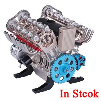 Tehnička Model Motora V8 500 + Kom 1/3 DIY Metal Mehanički Model Motora Znanstveni Eksperiment Građa Igračka Gif