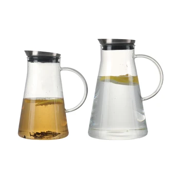 Toplinu vrč od borosilikatnog stakla za led, pića, napitaka i čaja 2 veličine na izbor s ruba od nehrđajućeg čelika