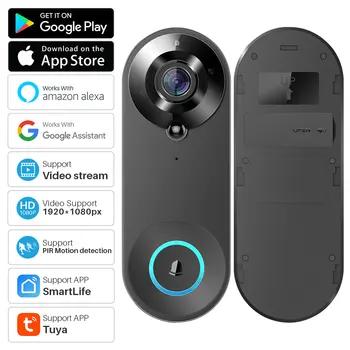 Tuya Smart-Video Zvono na Vratima Skladište 1080P WiFi video interfon Zvono na Vratima IP Kamera Dvosmjerni Audio Radi Alexa Echo Show Google