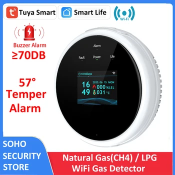 Tuya Smart WiFi CH4 Curenje PLINA LPG Pukotina Vatre Temperatura Topline 70 db Detektor Alarm Senzor Scene Postavljanje Modula Ventila