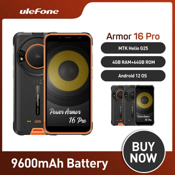 Ulefone Power Armor 16 Pro Globalni Solidne Vodootporan Smartphone 2,4 G / 5G WiFi 9600mAh Android 12 NFC Robustan telefon