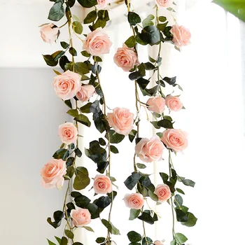 Umjetno Cvijeće Pink Loza Viseće Cvijeće Niz Zidnih Dekoracija Lažni Biljke Listovi Гирлянда Romantična College Svadbena Dekoracija