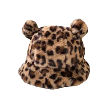 Uniseks moda kantu šešir slatka medvjed uho loptu ca toplu Jesen Zima леопардовый pliš bazena kapu za podno