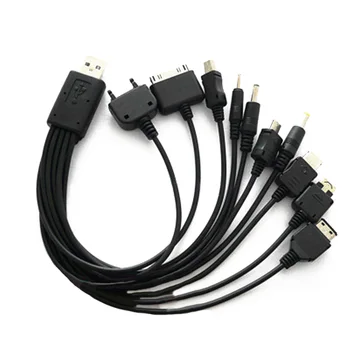 USB Od jedan do deset Crni kabel za Punjenje kabel 10 u 1 Univerzalni kabel za Punjenje kabel Višenamjenski Kabel za Napajanje mobilnog telefona Bold Cijele Žice