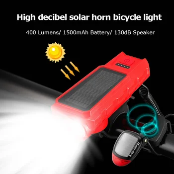 Višenamjenski Novi Solarni Bicikl Fenjer Skup Led Biciklističke Svjetla rog zatrubi MTB Biciklu Lampe USB Punjenje Svjetiljku, Pribor Za Bicikl