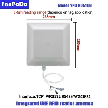 Yanpodo Gen2 uhf rfid čitač ugrađena antena 7dBi dugog dometa 1 ~ 8 m sa RS232 RS485 WG26 TCP/IP kontrola pristupa free C + + sdk