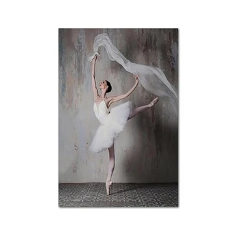 Zid Umjetnost Moderan Balet Djevojka Plesač Držanje Platnu Portret Plakat i Print za Dnevni boravak, Spavaće Uređenje Hodnika