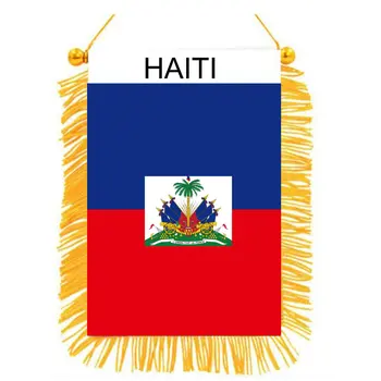 zwjflagshow 8*10 cm 10*15 cm Zastava Haitija Mini Dva penetration Visokokvalitetna Gusta Tkanina Visi Zastava Dekoracija Automobila