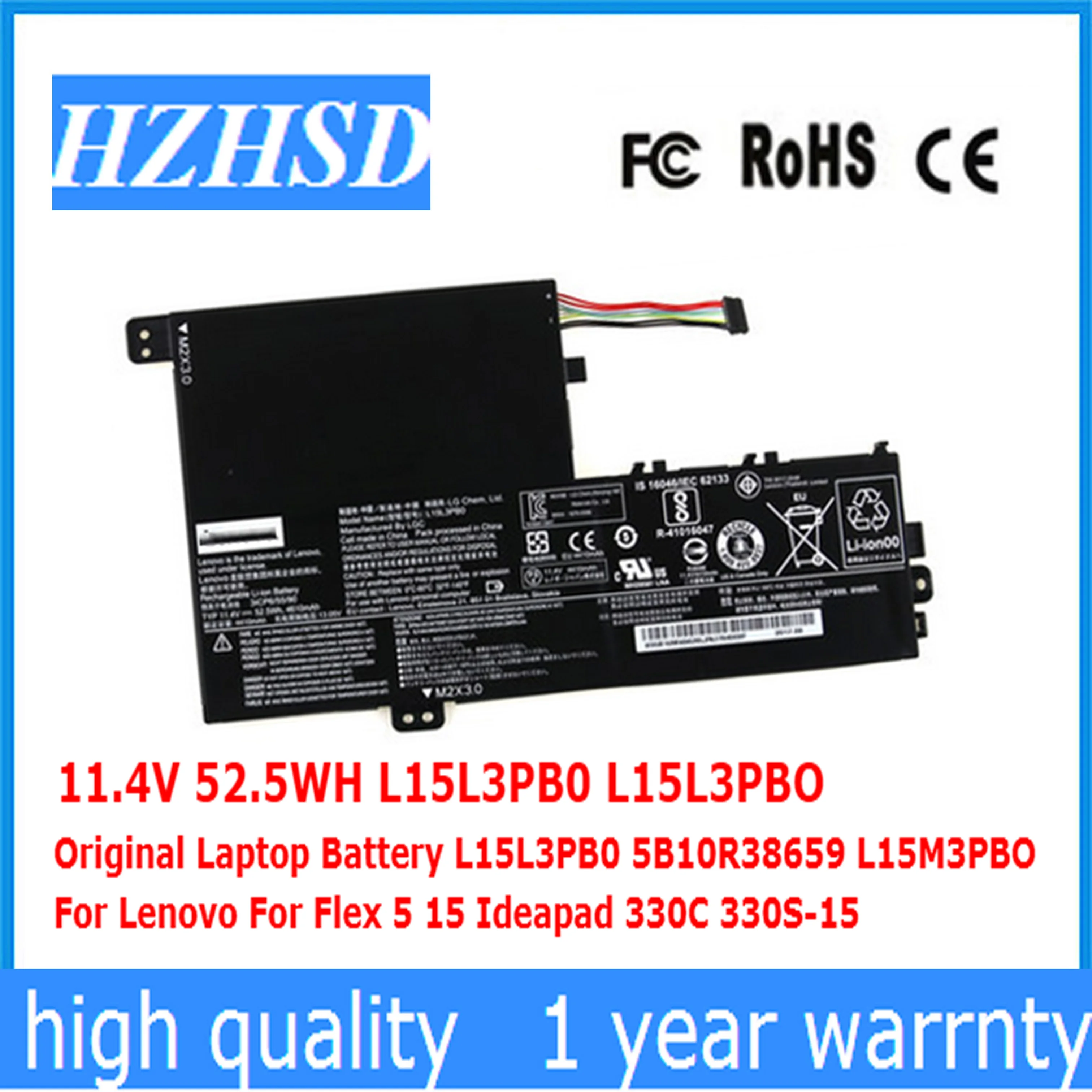 11,4 V 52,5 WH L15L3PB0 Original Baterija za laptop L15L3PB0 5B10R38659 L15M3PBO za Lenovo za Flex 5 15 IdeaPad 330C 330S-15 Slika 0
