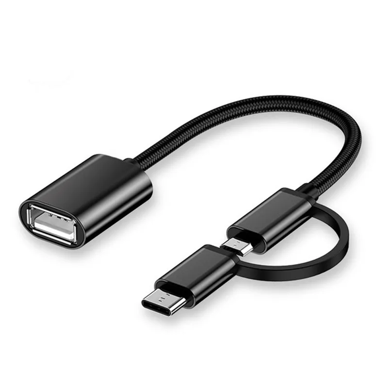 2 u 1 OTG Adapter Kabel, Pretvarač Najlon Pletenica USB 2.0, Micro USB Type C Adapter za Sinkronizaciju Podataka za MacBook U Disk Type-C OTG Slika 0