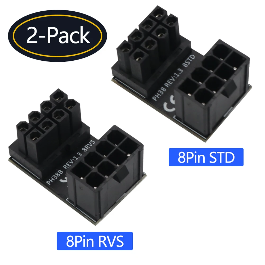 2x ATX i 8-pin Adapter za Napajanje s kutom od 180 Stupnjeva za Grafičke kartice Kutni Okretni Priključci Kutni Adapter Napajanja za Stolni PC Slika 0