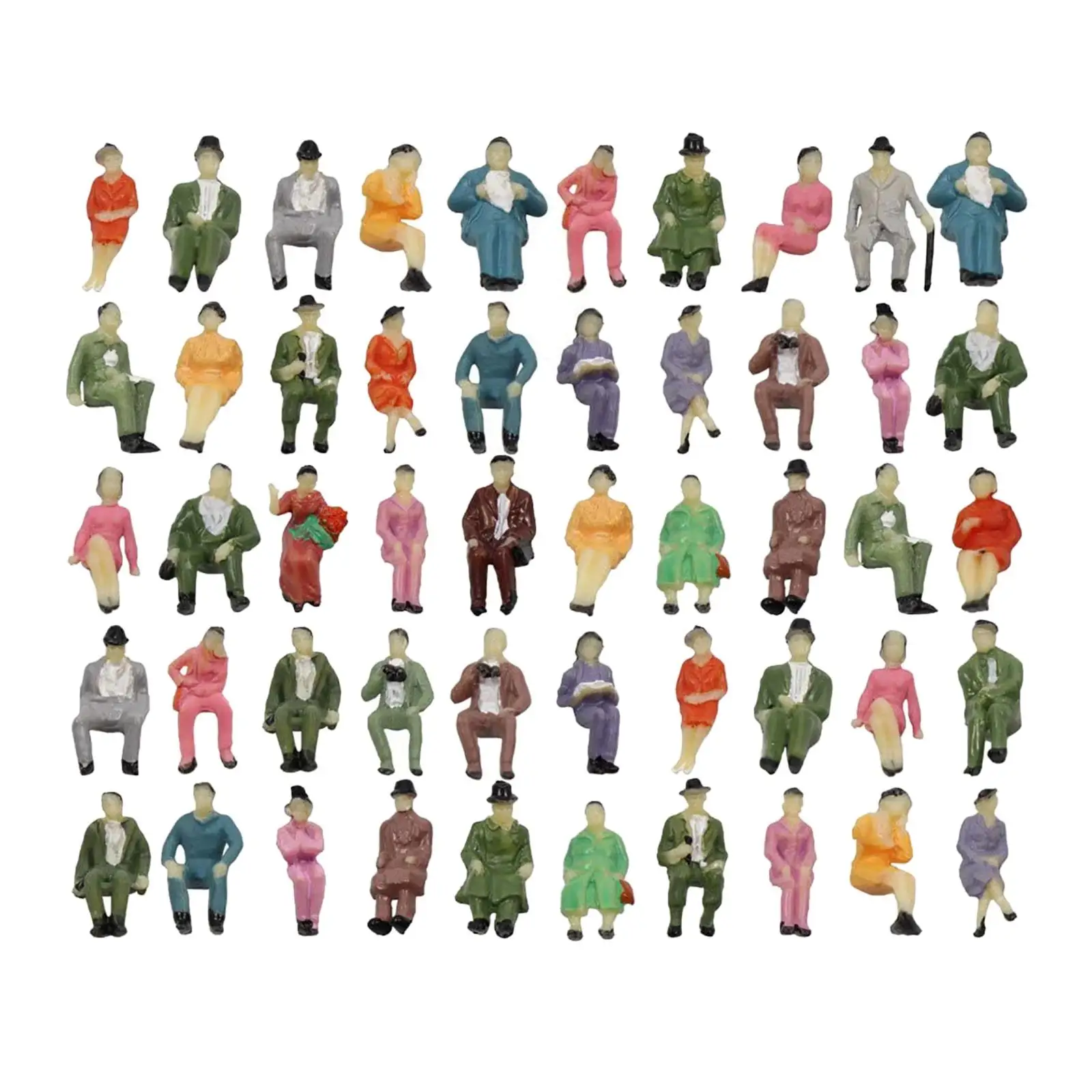 50 kom./compl. 1:87 Slikano Mini Figurice Ljudi Putnika za Model Putničkog vlaka Model Zgrade Materijal Mala Scena Slika 0