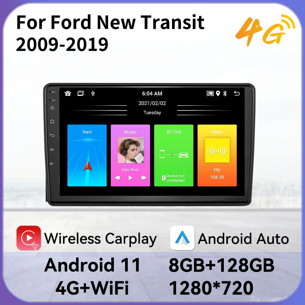 Auto Stereo za Ford New Transit 2009-2019 2 Din Android Auto Radio Авторадио Media Player Glavna Jedinica Carplay Android Auto GPS Slika 0