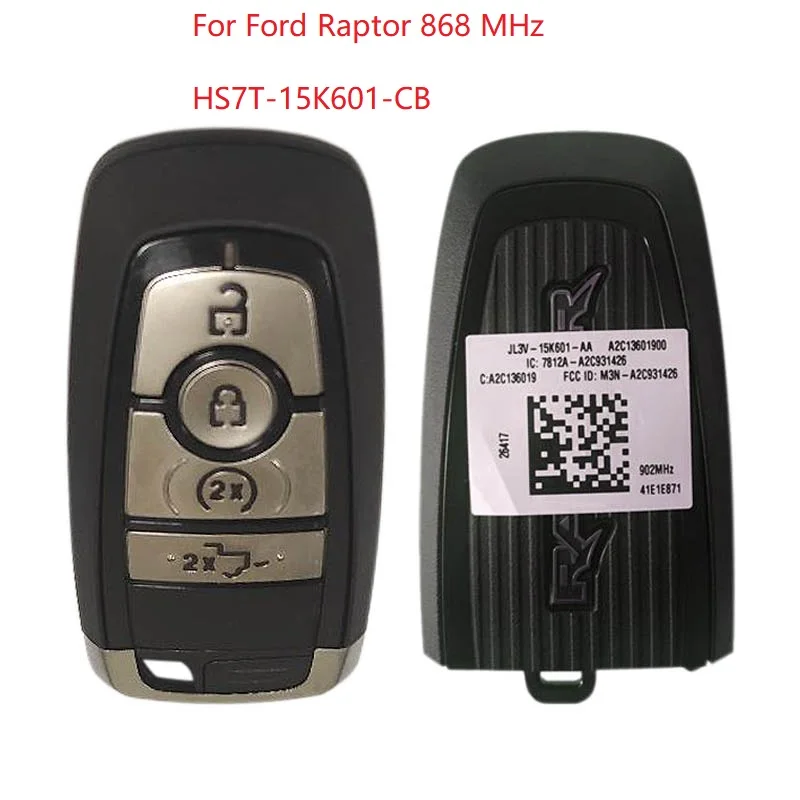 CN018123 Za Ford Raptor 868 Mhz Originalni smart-Privjesak 4 Gumba Broj dogovor HS7T-15K601-CB sa logom Raptor Slika 0