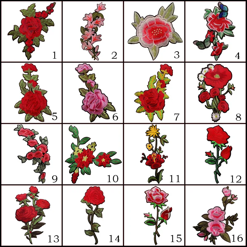 Cvijet Ruže Cvijet Vezene Željezna Нашивка za Odjeću Odjeća DIY Patchwork Naljepnica Cvijeće Oblog Ikone Umjetnički Ručni Rad Slika 0