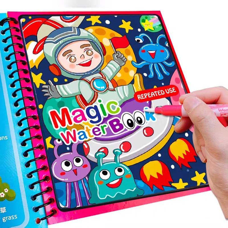 Dječje Čarobna Knjiga Za Crtanje Vodom, Reusable Bojanje, Crtani Rane Razvojne Igračke Montessori za Djecu, Čarobna Ploča za Grafita Slika 0