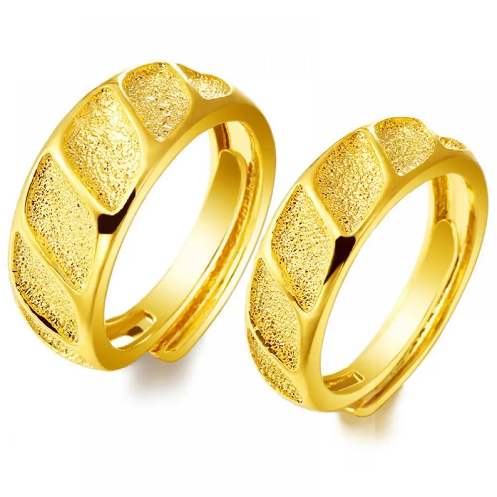 HOYON Sada 100% 18 Do Čistog Zlata Boja Nakit, Prsten za žene i muškarce Parova Prsten Mat Stil za vjenčanja vjenčanje nakit Slika 0