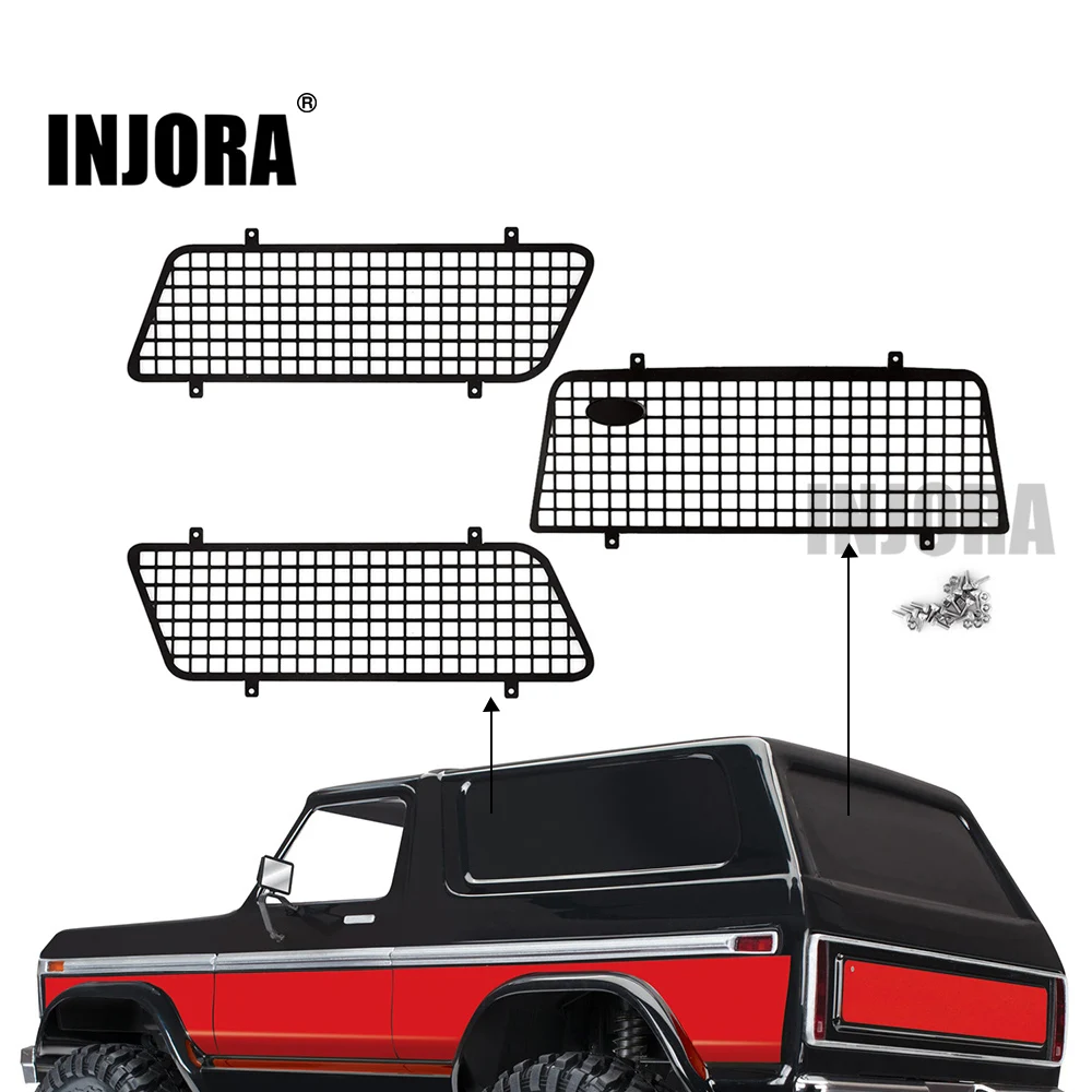 INJORA 3 kom. Metalna Prozor Mrežica Zaštitna Rešetka s Logom za 1/10 RC Rock Car TRX4 Bronco #82046-4 Slika 0