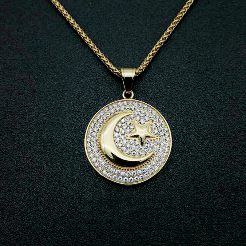Islam Muslimanski Unisex Amulet Nakit Ogrlica Star Mesec Микропав Cz Cijele Privjesak Ogrlica Slika 0
