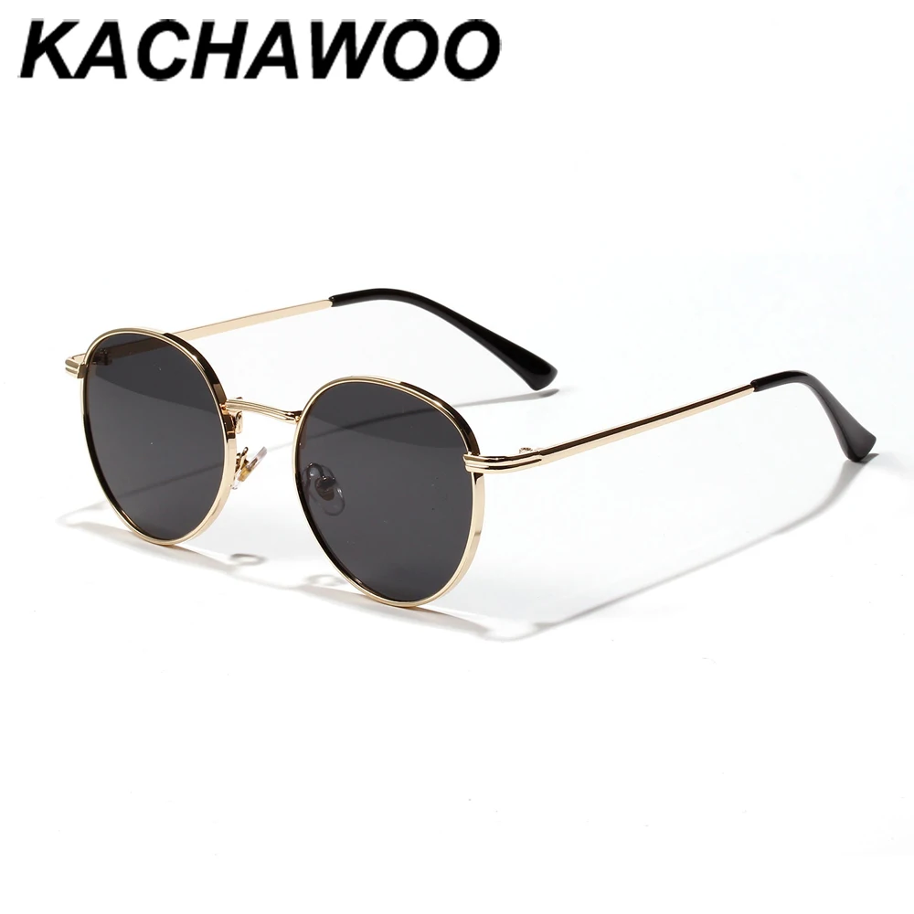 Kachawoo retro sunčane naočale za muškarce je zlatni crne okrugle sunčane naočale u metalnom ivicom ženske sunčane naočale UV400 žute ljetnim izravna isporuka Slika 0