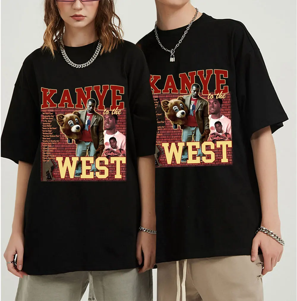 Kanye West 90s Vintage Unisex Crna Majica Muška t-Shirt Klasicni Grafički Majice 100% Хлопковая majica Muška Ženska Majica Majice Slika 0