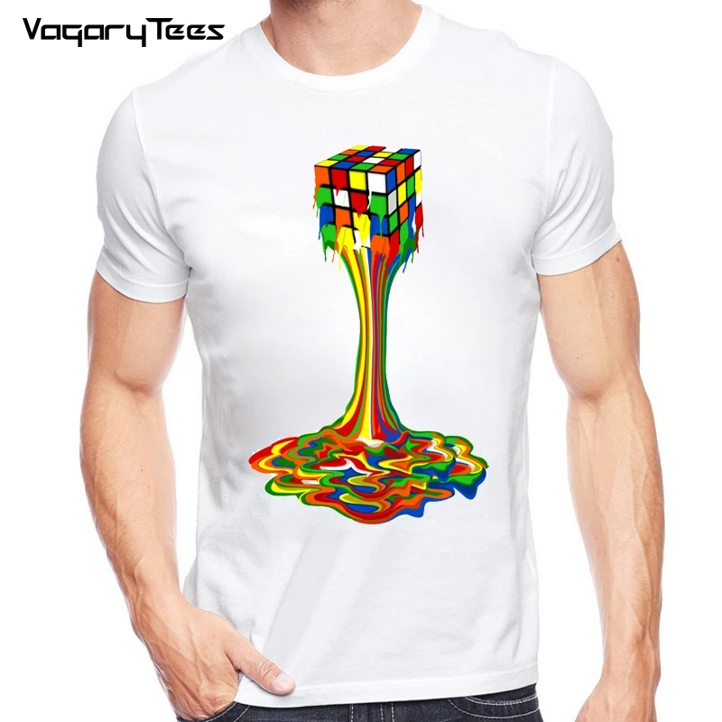Majice sa geometrijskim кубом, Men ' s Creative Moda majica s Magično кубом, Majice, Duge Apstrakcija, rastopljeni čarobna kocka, t-shirt s выродком Slika 0