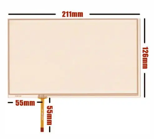 Novi 9-inčni 4 4-žični Osjetljiv zaslon na dodir za HSD090IDW1/AT090TN10 12 zaslon osjetljiv na dodir, veličina: 211 mm * 126 mm Slika 0