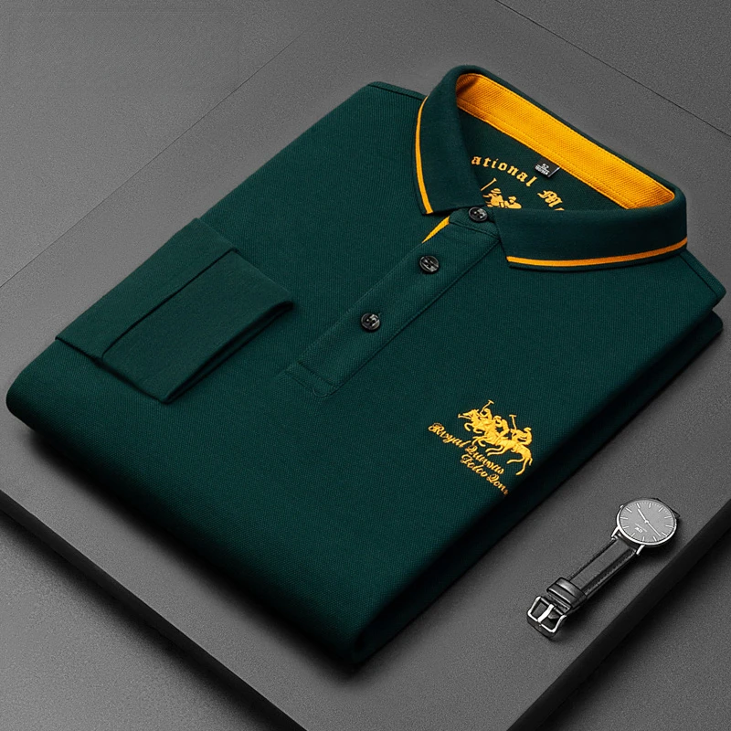 Novi Dobar 100% Kvalitetan Pamuk, Muška Branded Polo Majica, T-Shirt Design Za Golf Dugih Rukava I Konja, Casual Majica S Igle, Homme, Muški Modni Američki Top Slika 0