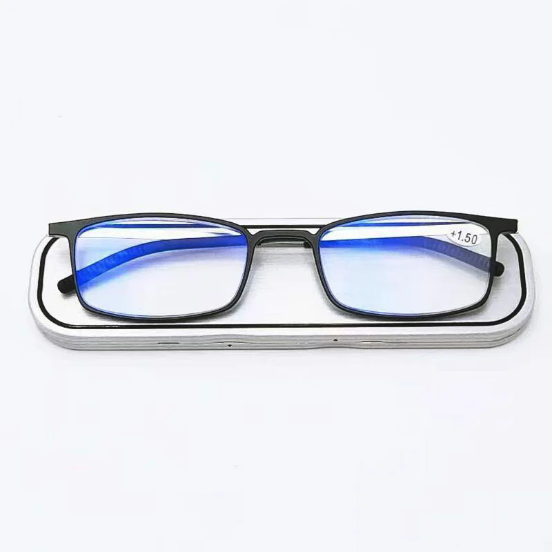 Prostor aluminijske Naočale Za čitanje sa zaštitom Od plavog zračenja, Muške I Ženske ultra-tanki Prijenosni Naočale Za Dalekovidnost TR90 s Magnetskim kućištem + 1,50 Slika 0